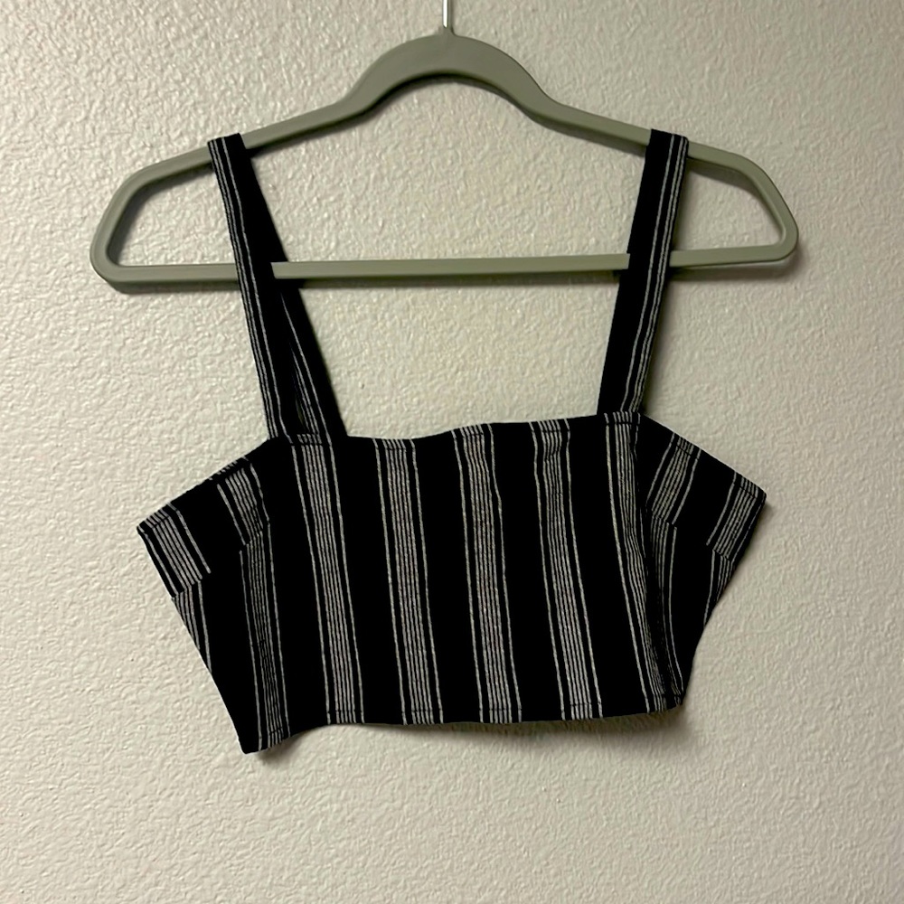 Black Striped Crop Top